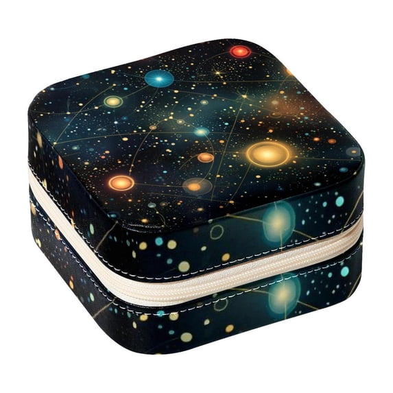 Constellation Travel Portable Square Jewelry Display and Decorative Box with Bracelet Holder - Ideal for Rings, Earrings, Necklaces, Bracelets, and More - Suitable for Girls and Women