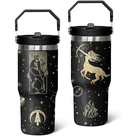 Constellation Tumbler with Lid and Straw, Sagittarius Tumbler, Goth Tumbler, Constellation Cup/Mug, Zodiac Gifts for Men Women, Constellation Gifts, 30oz Skinny Tumblers with Lids and Straws
