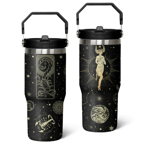 Constellation Tumbler with Lid and Straw, Scorpio Tumbler, Goth Tumbler, Constellation Cup/Mug, Zodiac Gifts for Men Women, Constellation Gifts, 30oz Skinny Tumblers with Lids and Straws