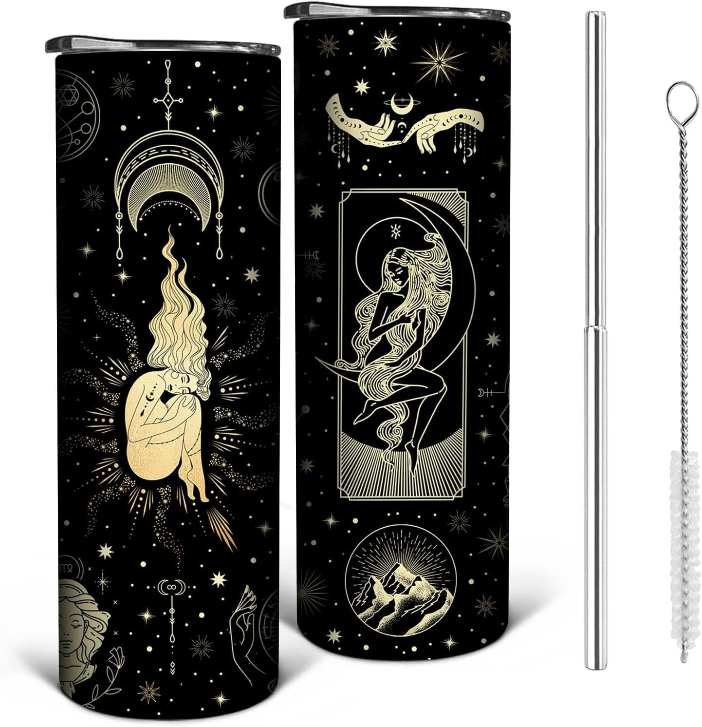 Constellation Tumbler with Lid and Straw, Virgo Tumbler, Goth Tumbler ...