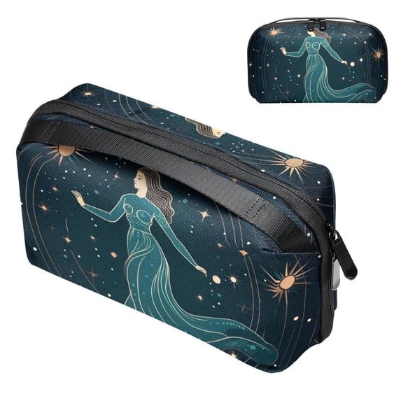 Constellation USB Organizer Oxford Cloth Waterproof Electronic Gadget Storage Bag 5.9x9.44x3.14 in Hard Drive Case Portable Small Box Cell Phone Charger Cord Organizer