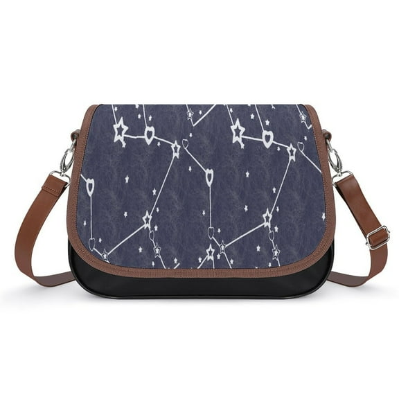 Constellation Vintage Crossbody Bag for Women Medium Leather Hobo Bags Shoulder Bag Classic City Leather Satchels