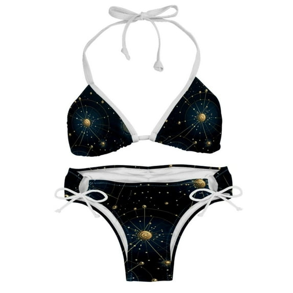 Constellation Women's Swimwear Bikini Set with Detachable Sponge and Adjustable Strap - Two-Pack, Beach Vacation-ready