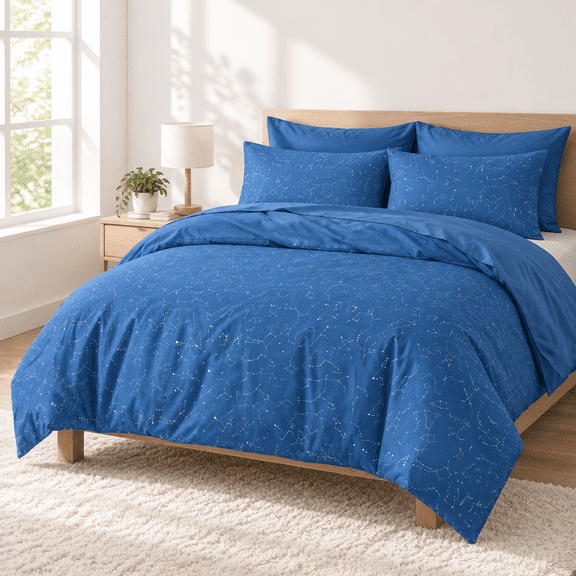 - Constellationforter Set Celestial Space Star Galaxy Astrology Soft Lightweight Bedding For Teen 3 Pieces Denim Blue/xl Size