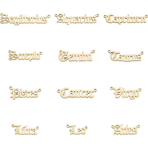 Constellations Charms Stainless Steel Zodiac Link Connectors Constellations Pendants Jewelry Connector Charms Necklace Pendant for DIY