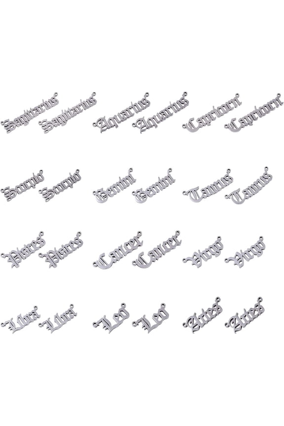 Constellations Charms Stainless Steel Zodiac Link Connectors Constellations Pendants Jewelry Connector Charms Necklace Pendant for Jewelry Making DIY