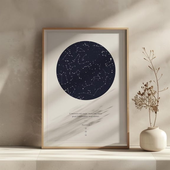 Constellations Poster - Gift Date, Phrase - Wall Art Print, 12x18 UNFRAMED