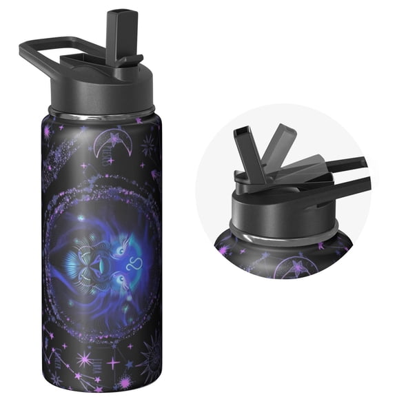 Constellations Themed Inlaid 18oz Triple Insulated Water Bottle, Stainless Steel with BPA Free Lid, Reusable Flask Retains Cold 24H, Eco Metal Bottle for Hiking, Biking & Travel Adventures