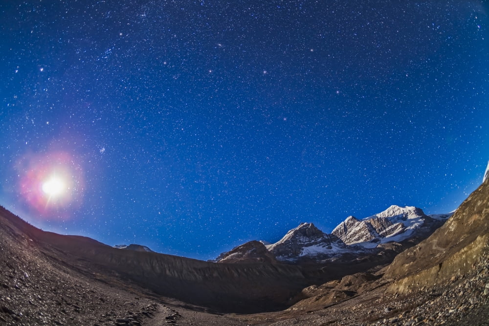 Constellations of Perseus Andromeda nad Pegasus above the Columbia Icefields Canada Canvas Art - Alan DyerStocktrek Images (35 x 23)