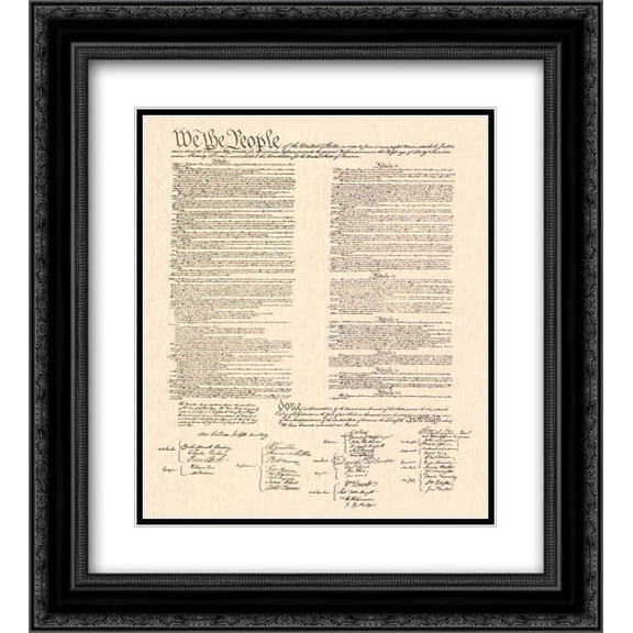 Constitution (Document) 2x Matted 18x20 Black Ornate Framed Art Print