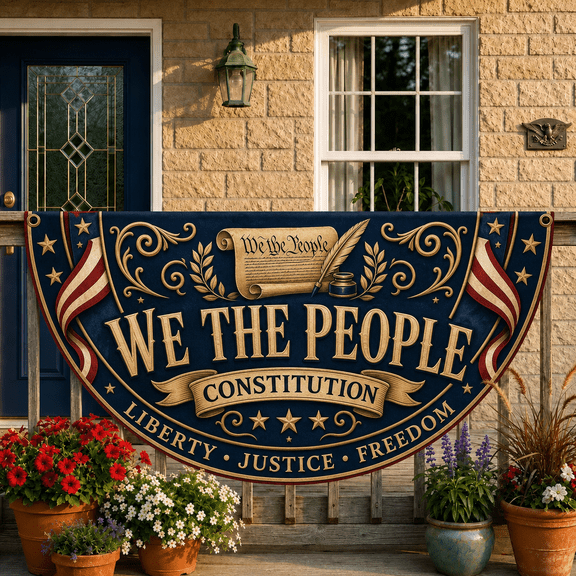Constitution Porch Flag 250 We The People Banner for Patriotic Entryway Display