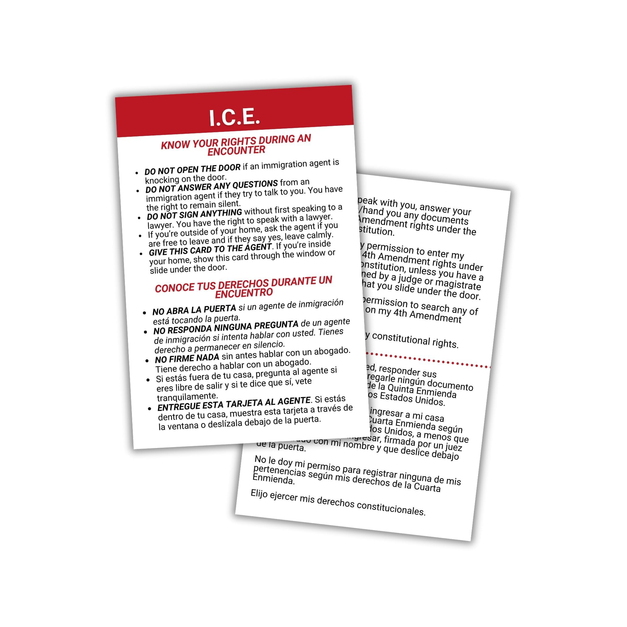 Spanish Rights Form Constitutional Rights Flyers Spanish/English Hand to ICE Law ...