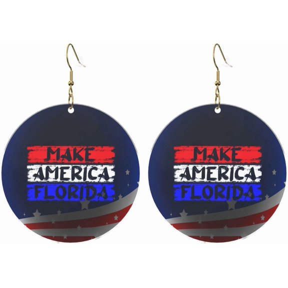 Construct America Florida Premium Refined Round Acrylic Earrings Lightweight Changeable For All Occasions[d190]