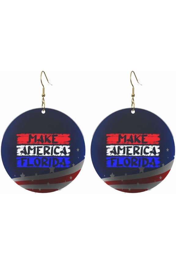 Construct America Florida Premium Refined Round Acrylic Earrings Lightweight Changeable For All Occasions[d190]