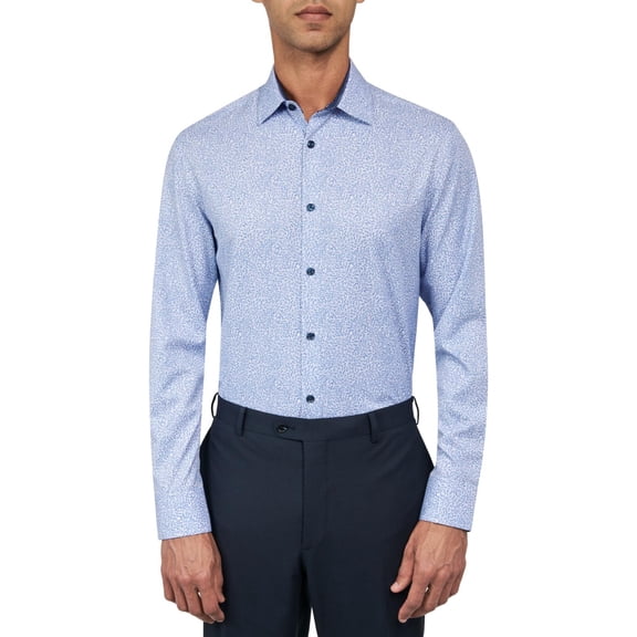 Construct Mens Slim fit Dress Shirt Small 14-14.5 32-33 Blue Floral