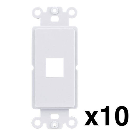 Construct Pro 1-Port Single Gang Keystone Decora Style Insert Strap (10 Pack, White)