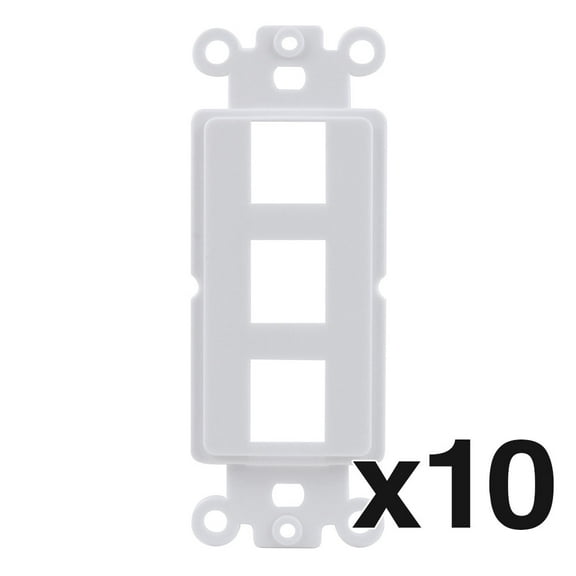 Construct Pro 3-Port Single Gang Keystone Decora Style Insert Strap (10-Pack, White)