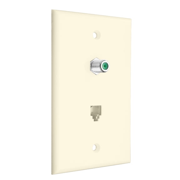 Construct Pro 3Ghz F-81 Connector & Phone Jack Wall Plate (Light Almond)