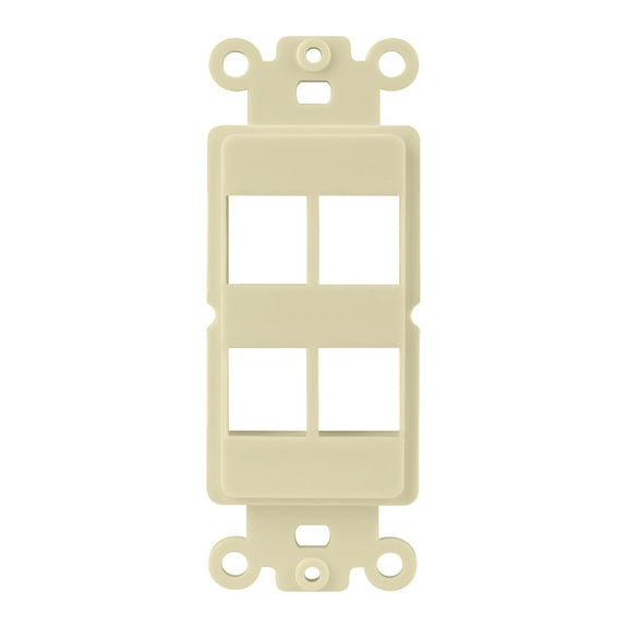 Construct Pro 4-Port Single Gang Keystone Decora Style Insert Strap (Ivory)