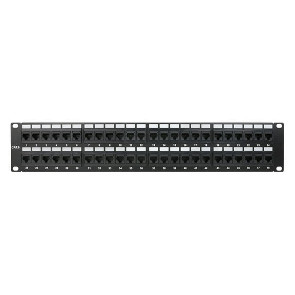 Construct Pro 48-Port Cat6 Rack Mount Patch Panel (19/2U, RoHS Approved)