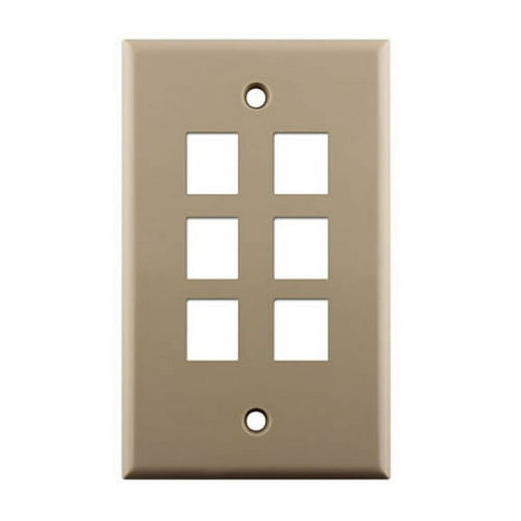 Construct Pro 6-Port Keystone Wall Plate (Ivory)