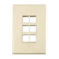thumbnail image 1 of Construct Pro 6-Port Keystone Wall Plate with Screwless Face (Color: Ivory), 1 of 5