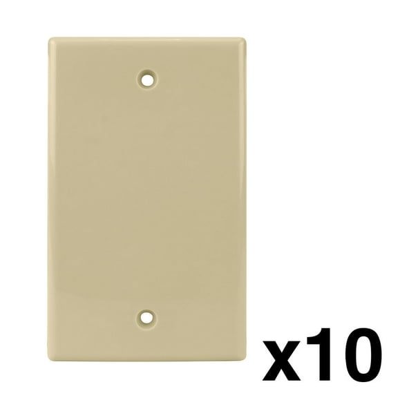 Construct Pro Blank Standard Wall Plate (10 Pack, Ivory)