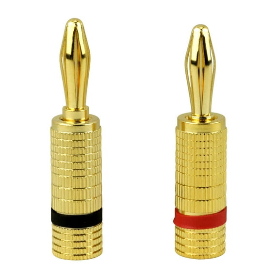 Construct Pro Closed Screw Banana Plugs for Audio Speaker Cables (Pair: 1 Red, 1 Black)