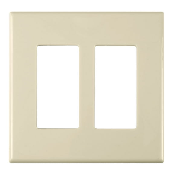 Construct Pro Double Gang Wall Plate with Screwless Face (Color: Ivory)