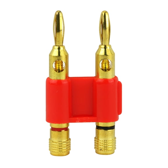 Construct Pro Dual Banana Plug for Speaker Cables/Wires (Red & Black Rings & Red Sleeve)