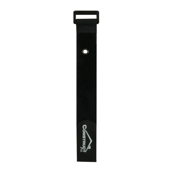 Construct Pro Hook and Loop Straps with Mounting Rivet, 12-inch (10-Pack, Black)