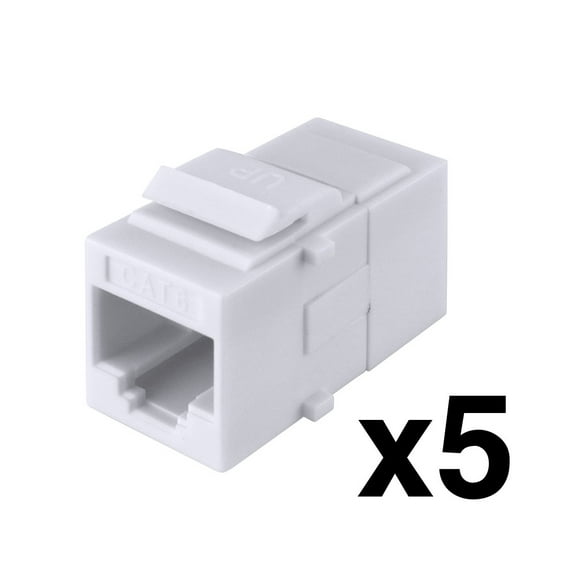 Construct Pro RJ45 Female CAT6 Keystone Coupler Jack Insert (White, 5 Pack) by Skywalker