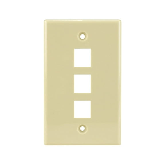 Construct Pro Single-Gang 3-Port Keystone Wall Plate (Color: Ivory)