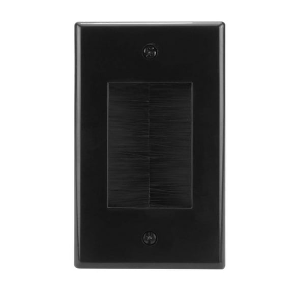 Construct Pro Single Gang Dcor Brush Plate (Dog-Ear Installation Tabs, Black Plate & Brush)