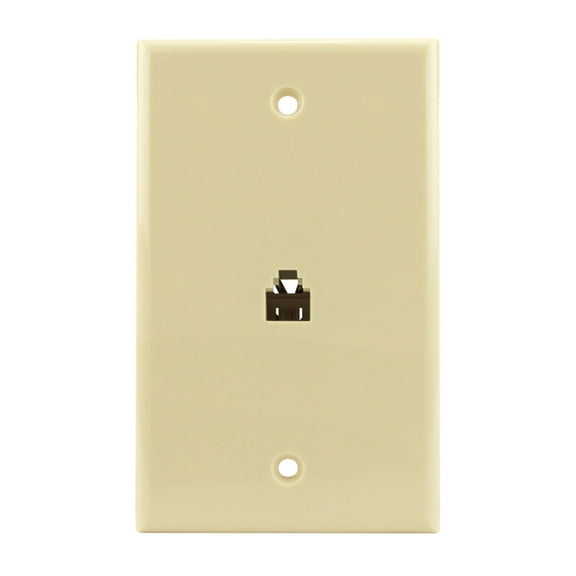 Construct Pro Single Gang Flush Mount Wall Plate (RJ11 Phone Jack, Ivory)