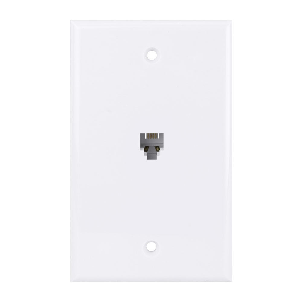 Construct Pro Single Gang Flush Mount Wall Plate (RJ11 Phone Jack, White) by Skywalker