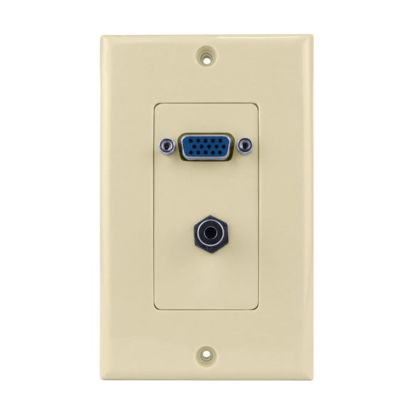 Construct Pro VGA + 3.5mm Audio Wall Plate (Ivory)
