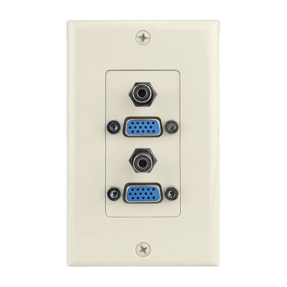 Construct Pro VGA + 3.5mm Dual Audio Wall Plate (Light Almond)