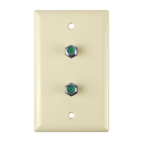 Construct Pro Wall Plate with Dual 3.0 GHz F-81 Connectors (Color: Ivory)