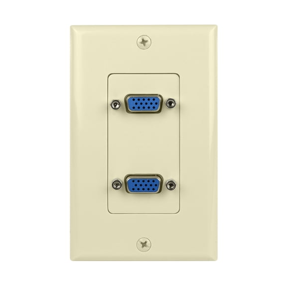 Construct Pro Wall Plate with Dual Female VGA Pass Throughs (Ivory)