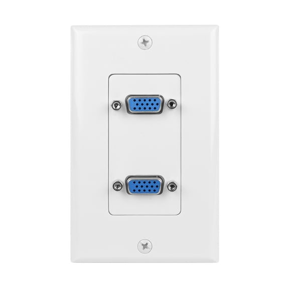 Construct Pro Wall Plate with Dual Female VGA Pass Throughs (White)