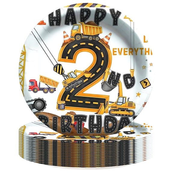 Construction 2nd Building Paper Plates Birthday Party Supplies Decorations 16pcs Tableware Disposable Dinnerware