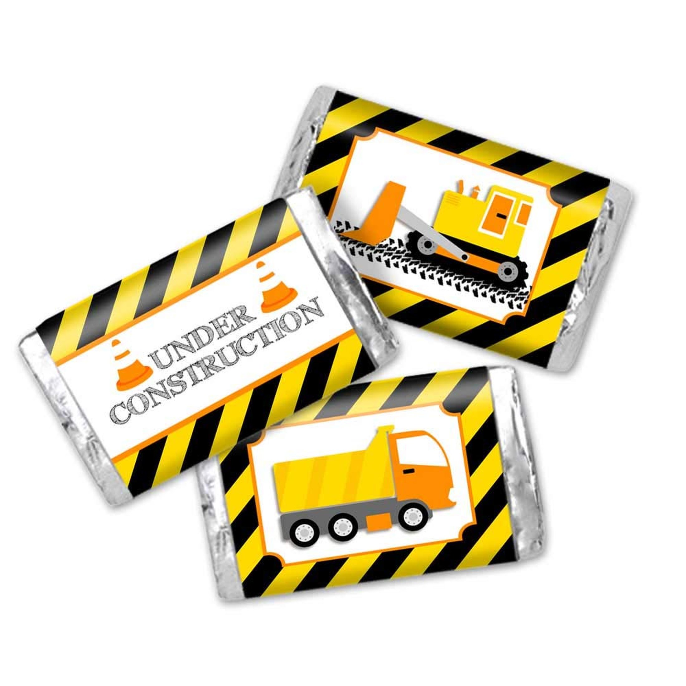 Label Digge Construction Adventure Mini Chocolate Bar Wrappers for Kids Birthday ...