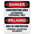 thumbnail image 1 of Construction Area Authorized Personnel Only Bilingual Sign, OSHA Danger Sign, (SI-3716) 24x30 Reflective Aluminum EGP, 1 of 1