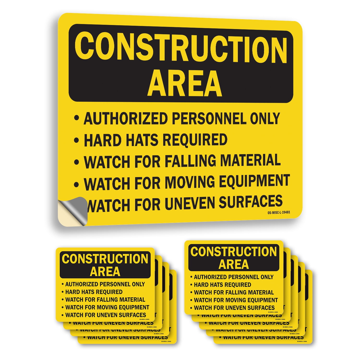 Personnel Labels Construction Area Authorized Personnel Only Hard Hats Required OSHA ...