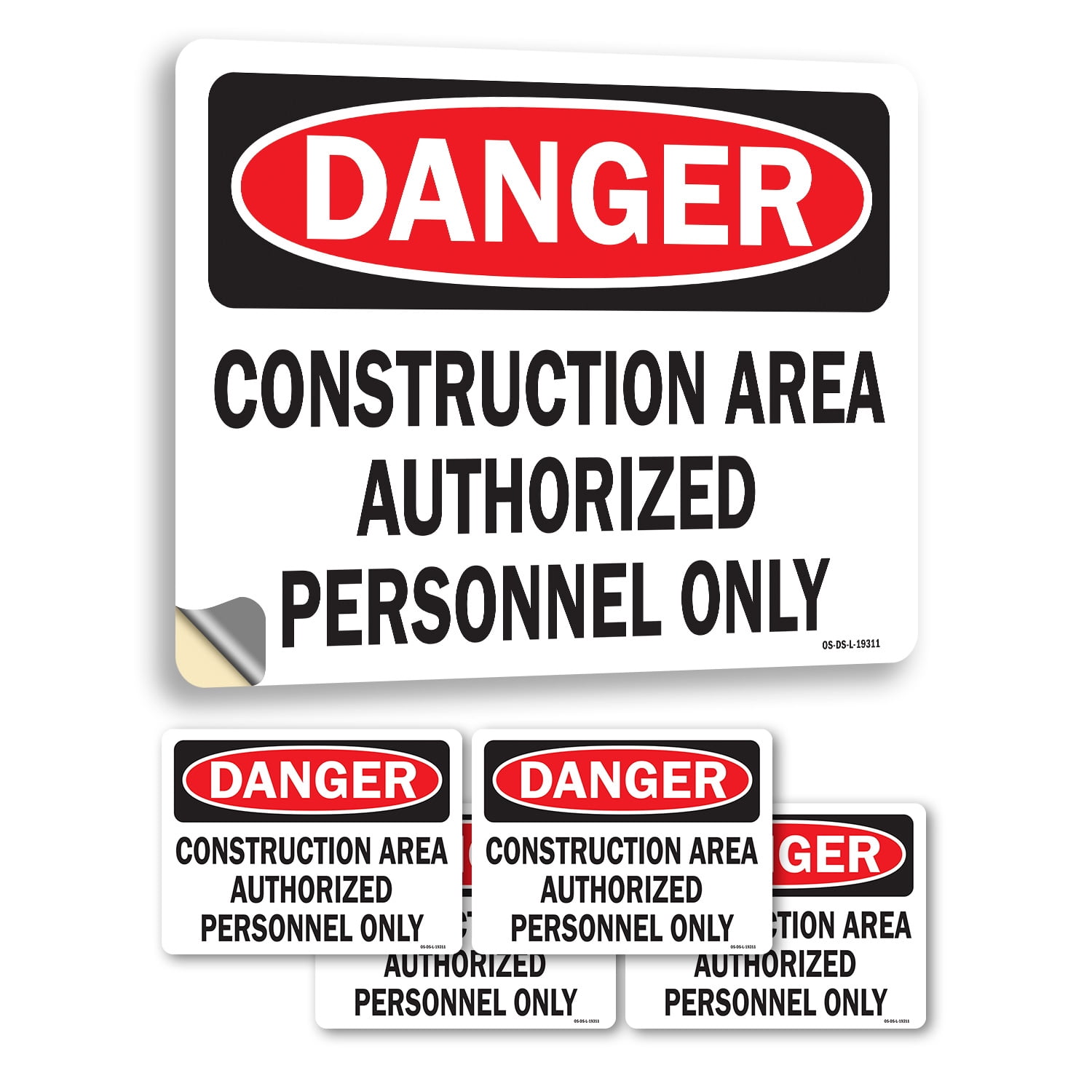 Personnel Labels Construction Area Authorized Personnel Only OSHA Danger Vinyl Decal ...