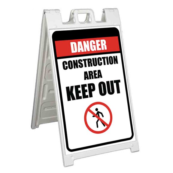 Construction Area Keep Out (24" X 36") Standard A-Frame Signicade, Includes Decal Applied To Stand