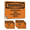 thumbnail image 1 of Construction Area No Pedestrian Traffic OSHA WARNING Vinyl Decal Label 7 Inch x 5 Inch - 10 Pack, 1 of 6