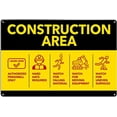 thumbnail image 1 of Construction Area Sign 18" X 12" Yellow Painted Heavy Duty Aluminum with Post Safety Instructions for Workers on Construction Site, Authorized Personnel Only Sign, 1 of 3