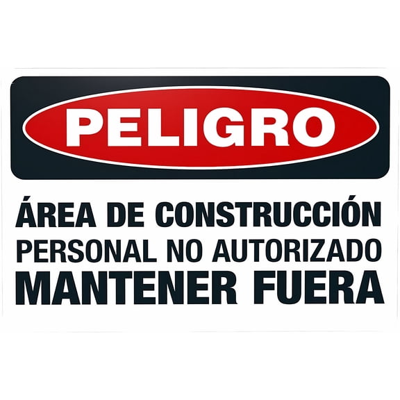 Construction Area Unauthorized Personnel Keep Out Spanish Warning Sign 8"x12" - Construction Security Metal Sign for Home Business Garage Street Wall, Safety Caution Decor